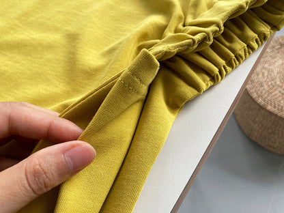 Chic Pleated T-Shirt with Skimpy Sleeves
