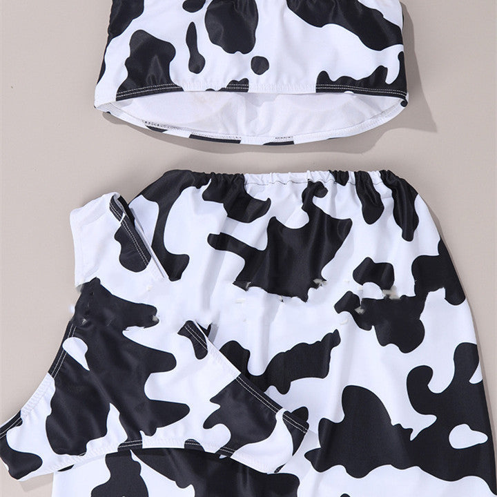 Cow Print Three-Piece Bikini Set