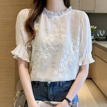 Women's Flare Short Sleeve Chiffon Shirt