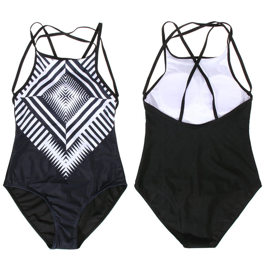 Geometric plus size one-piece swimsuit