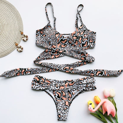 Printed female split swimsuit