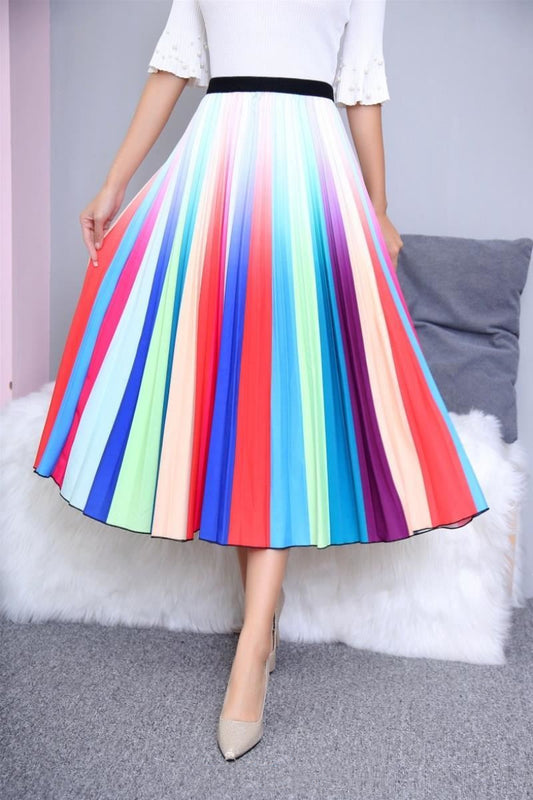 Elegant Summer Pleated Midi Skirt