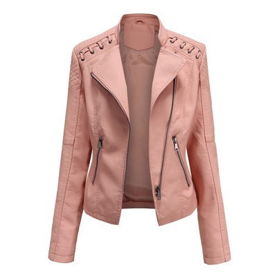 Women's Leather Jackets,Short Jackets Slim Thin Leather Jackets Motorcycle Suits