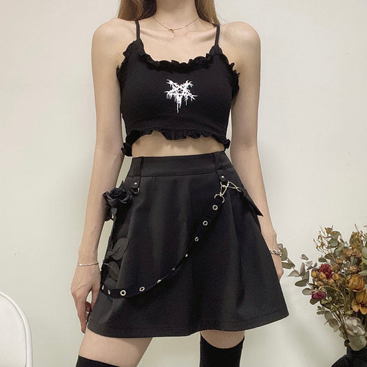 Gothic Punk High-Waist Cargo Skirt