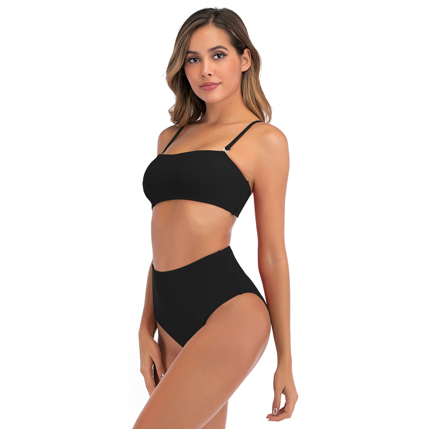 High-Waist Split Bikini Swimsuit