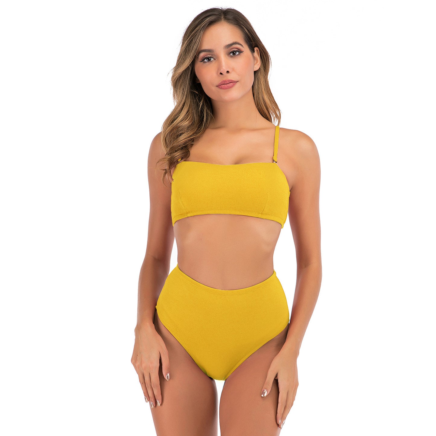 High-Waist Split Bikini Swimsuit