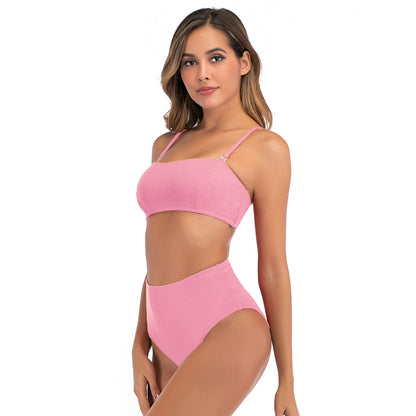 High-Waist Split Bikini Swimsuit