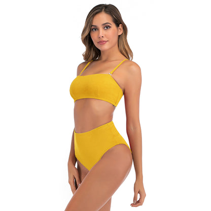 High-Waist Split Bikini Swimsuit