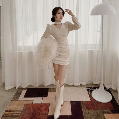 Elegant Hepburn-Style Waist Slimming Dress