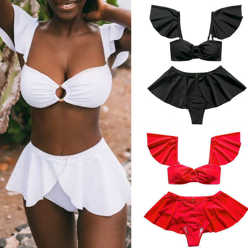 Solid Color Four-piece Bikini Female Split Swimsuit