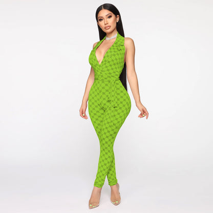 Printed sexy halter jumpsuit