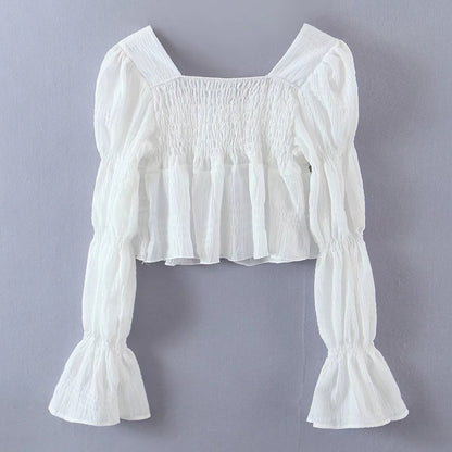 French Ruffled Chiffon Shirt For Women