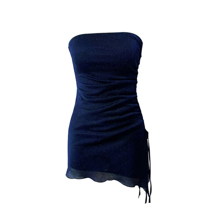 Strapless Drawstring Mini Dress