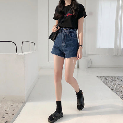Plus Size Color Matching Denim Shorts