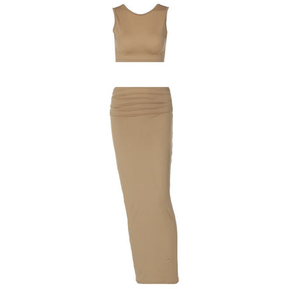 High-Waist Pleated Cargo Skirt