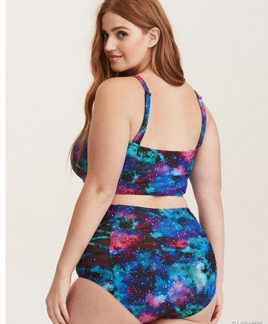 Plus-Size Printed Split Swimsuit