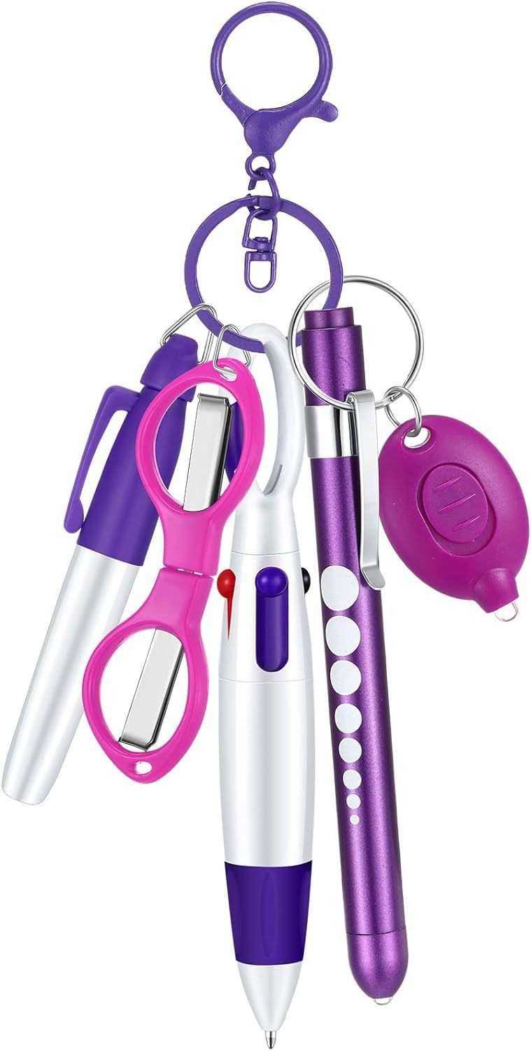 Hot Sale Nurse Pen Set Flashlight Foldable Scissors Ballpoint Pen Keychain 6-piece Nurse's Day