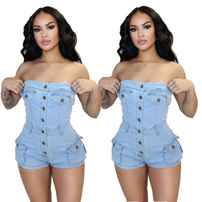 Strapless Denim Jumpsuit