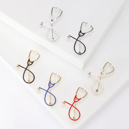 Creative Personality Doctor Nurse Stethoscope Brooch Medical Staff Work Badge Pin Cardigan Coat Accessories