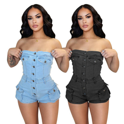 Strapless Denim Jumpsuit
