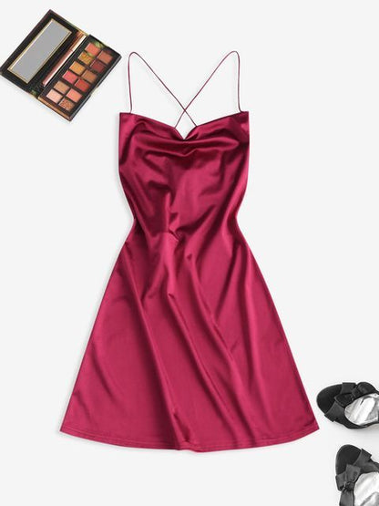 Fashion Ladies Solid Color Dress