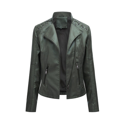 Women's Leather Jackets,Short Jackets Slim Thin Leather Jackets Motorcycle Suits
