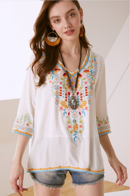 Women's Embroidered Loose-Fit Shirt