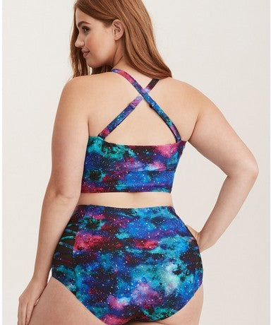 Plus-Size Printed Split Swimsuit