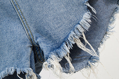 Summer Denim Shorts with Torn Edges