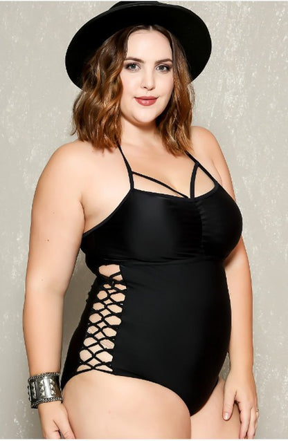 Plus size one-piece swimsuit