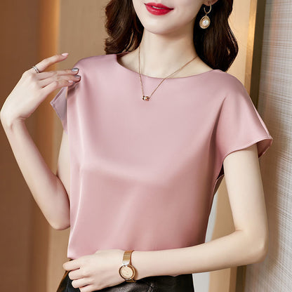 Women's Satin Short-Sleeved T-Shirt Top