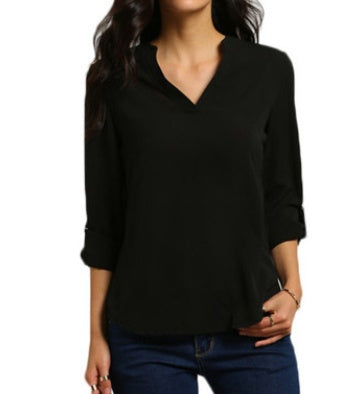 Wrinkled Sleeve Loose Chiffon Shirt