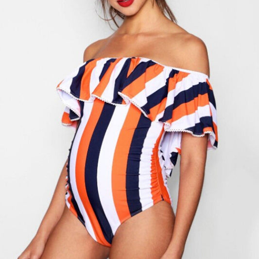 Printed plus size flashing swimsuit