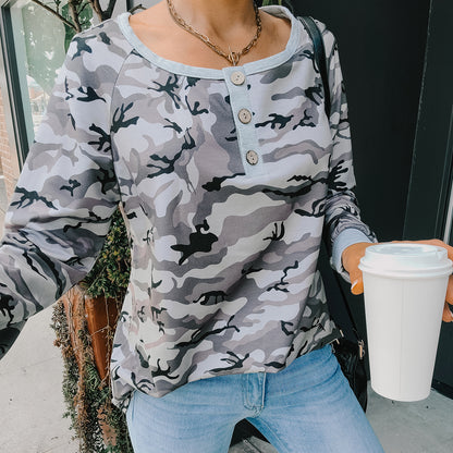 Women's camouflage long-sleeved T-shirt women