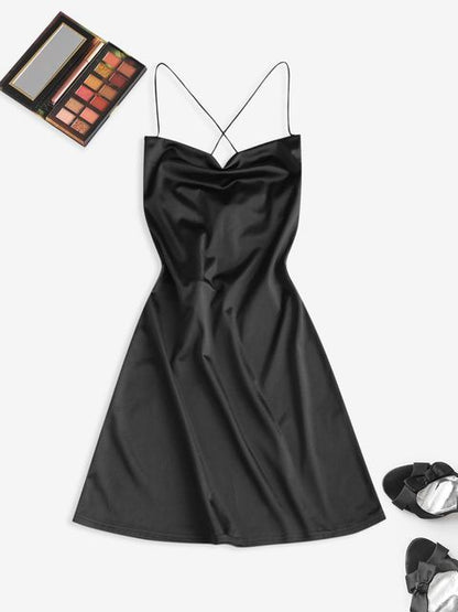 Fashion Ladies Solid Color Dress