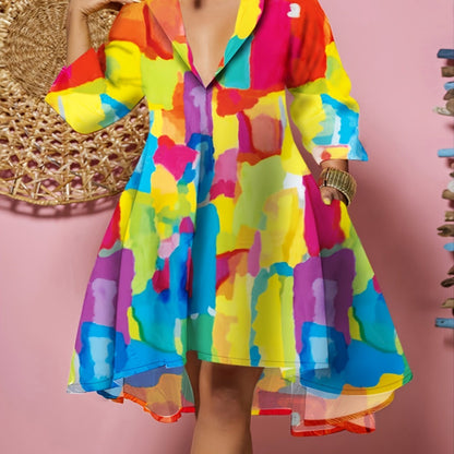 Plus Size Multi Color Midi Dress