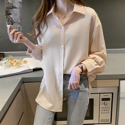 Sungtin Women's Oversized Green Chiffon Blouse