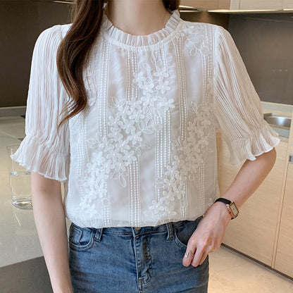 Women's Flare Short Sleeve Chiffon Shirt