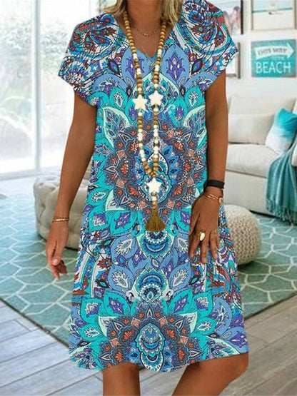 Plus Size V-Neck A-Line Dress