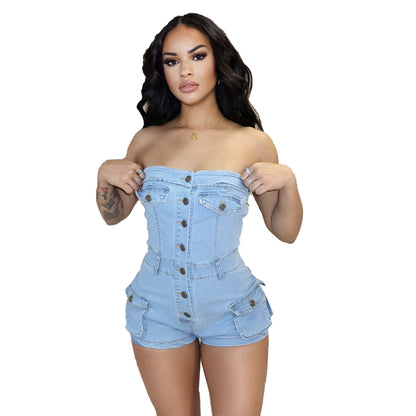 Strapless Denim Jumpsuit