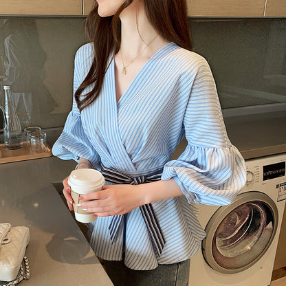 Women's Spring Lantern Sleeve Shirt