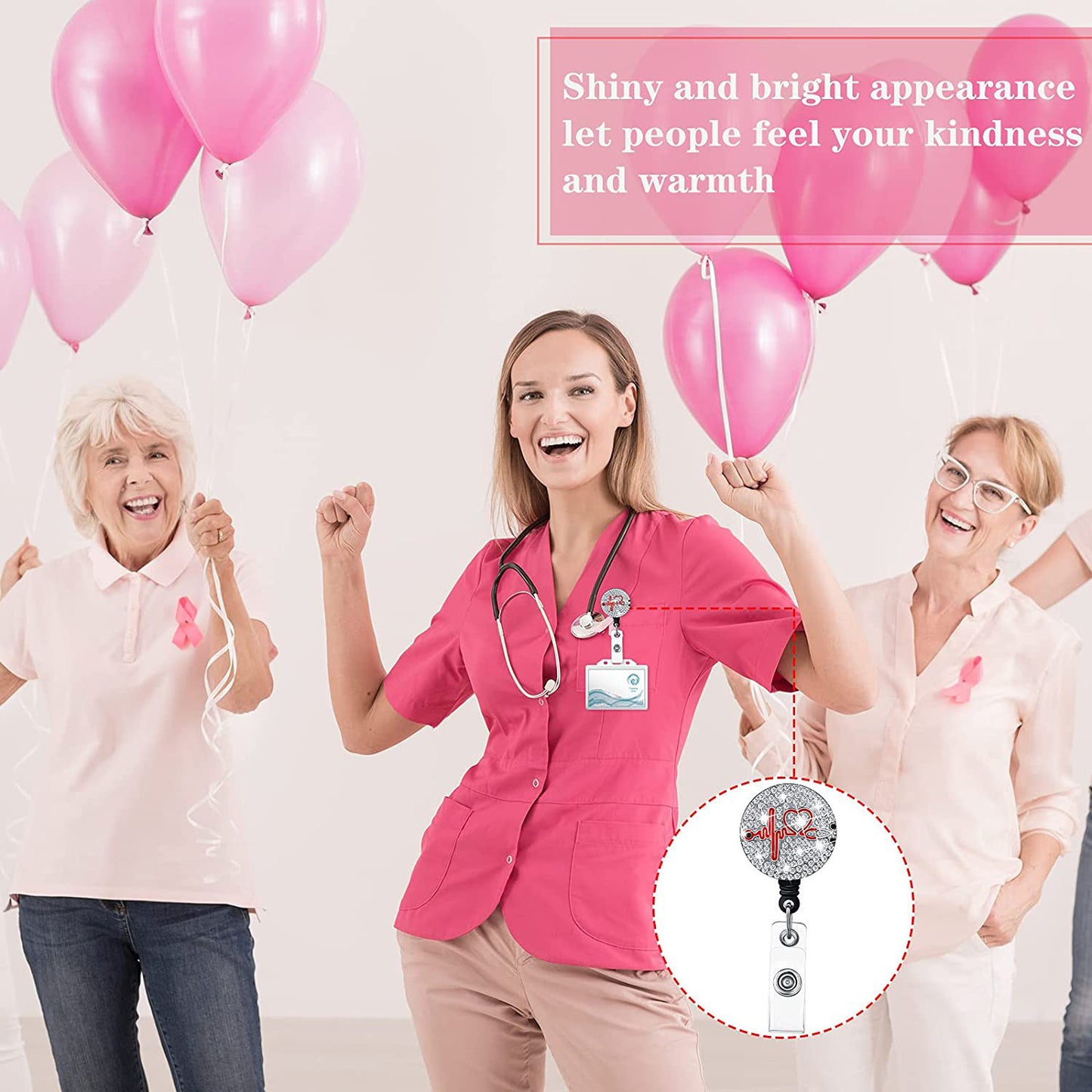 Rhinestone Love Easy-Pull Badge Holder