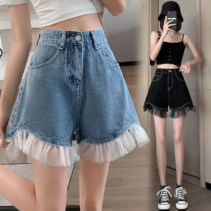 High Waist Design Denim Shorts