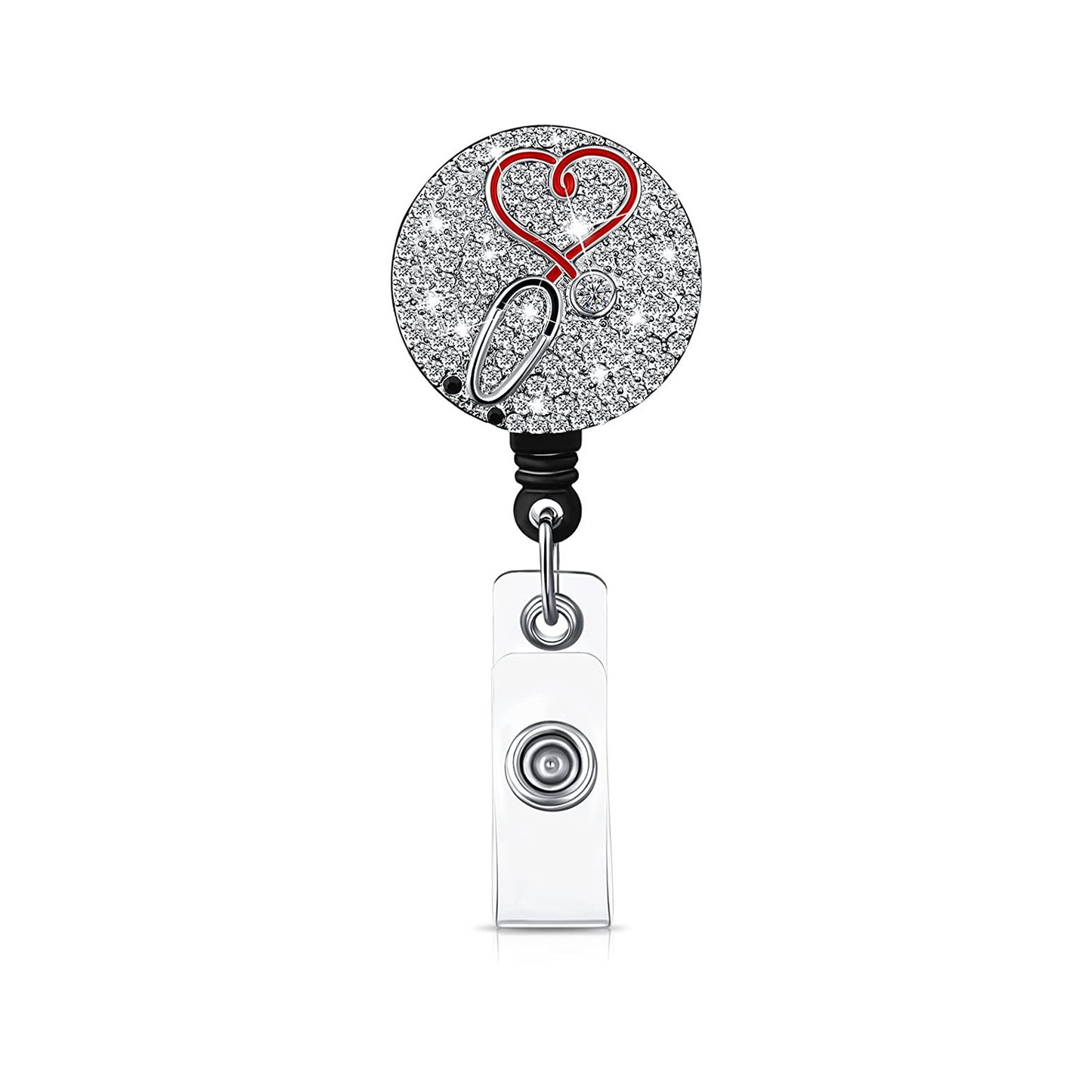 Rhinestone Love Easy-Pull Badge Holder