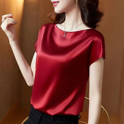 Women's Satin Short-Sleeved T-Shirt Top