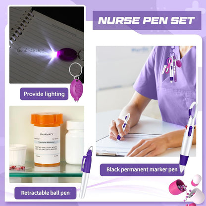 Hot Sale Nurse Pen Set Flashlight Foldable Scissors Ballpoint Pen Keychain 6-piece Nurse's Day