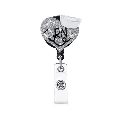 Rhinestone Love Easy-Pull Badge Holder