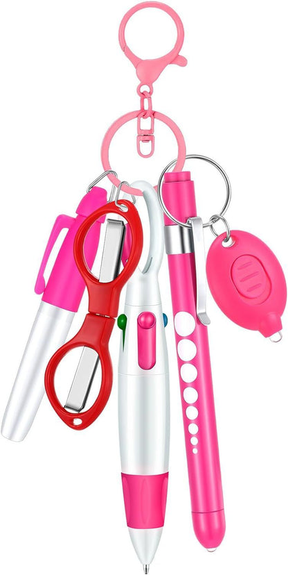 Hot Sale Nurse Pen Set Flashlight Foldable Scissors Ballpoint Pen Keychain 6-piece Nurse's Day