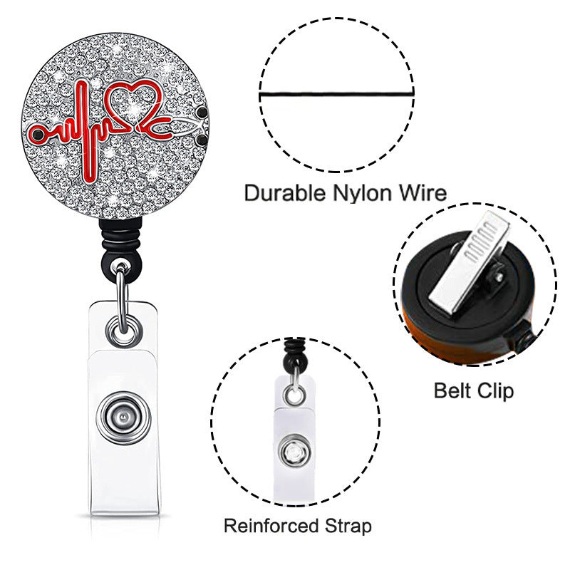 Rhinestone Love Easy-Pull Badge Holder