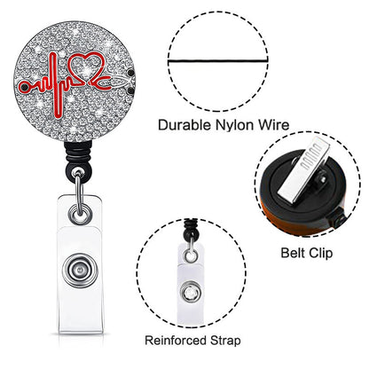 Rhinestone Love Easy-Pull Badge Holder